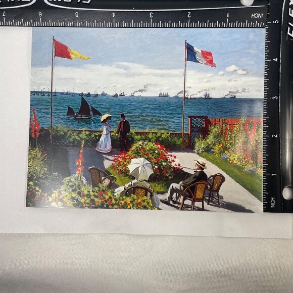 Claude Monet Garden At Sainte-Adresse Blank Greeting Card with Envelope - Picture 4 of 6